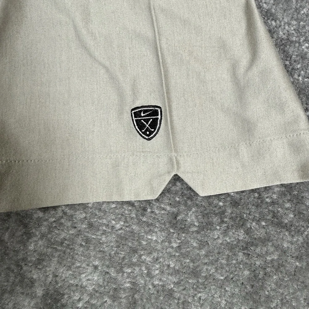 Tiger Woods Nike Shirt Men's XXL‎ Beige Short Sleeve Button Up Cotton Knit Golf